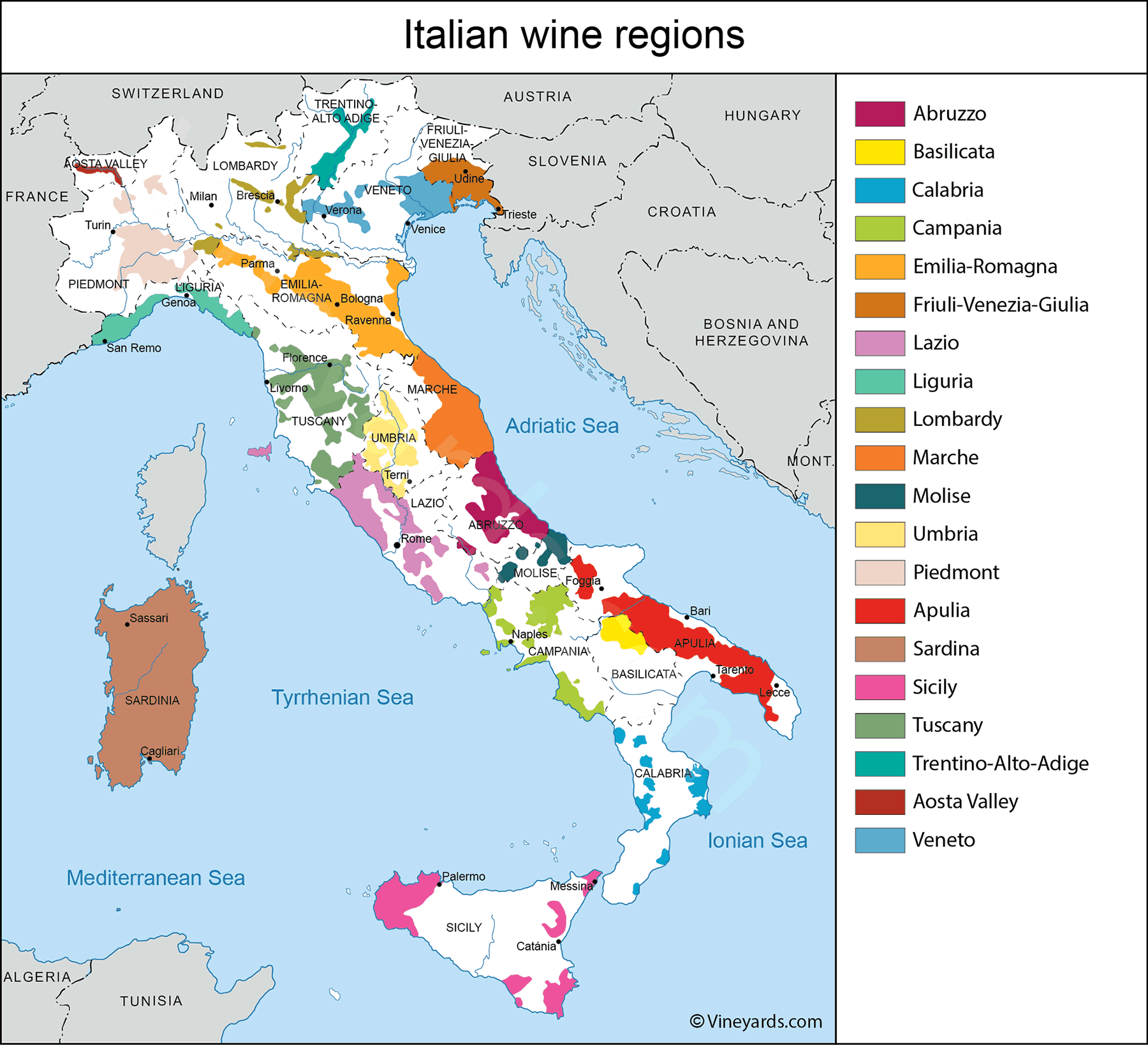 Italy Wine Map